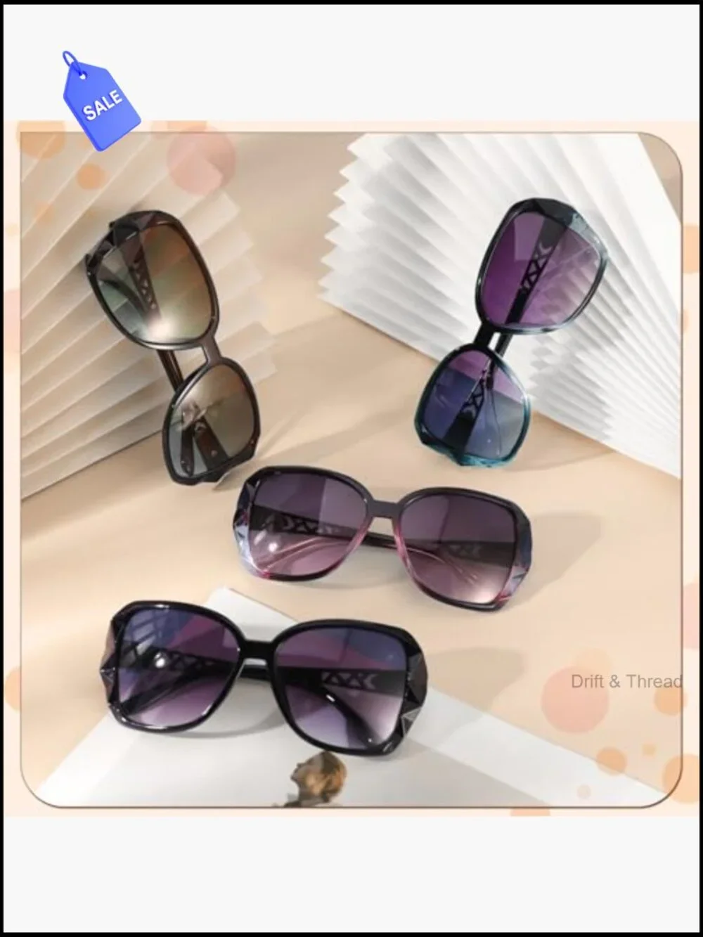 Oversized Sunglasses for Women UV400 Polarized 4 Pack Lightweight Retro